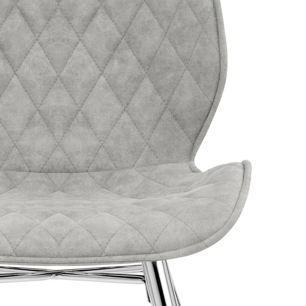 Sedia Ecopelle Cromata - Lux Grigio