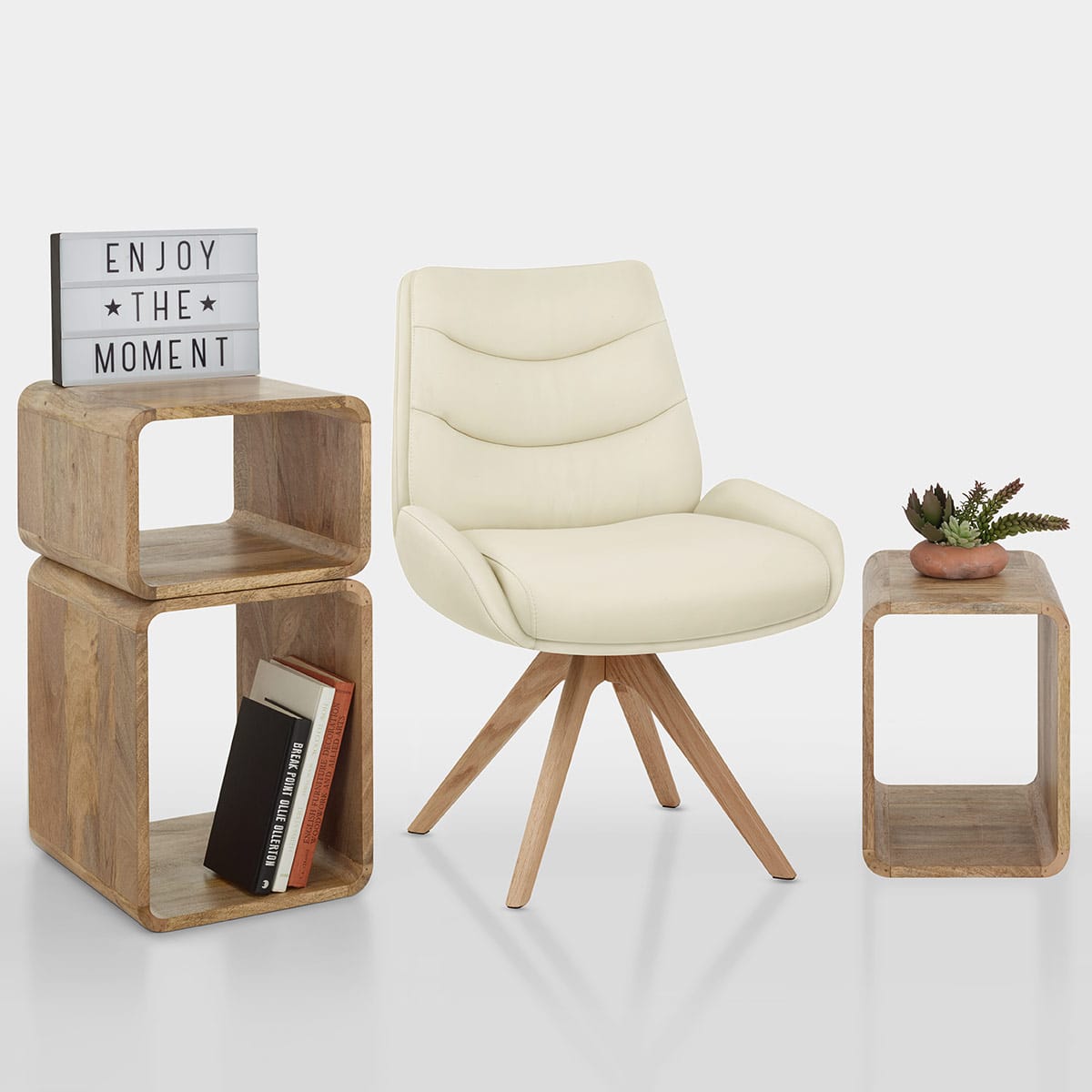 Esszimmerstuhl Echtleder - Madrid Beige