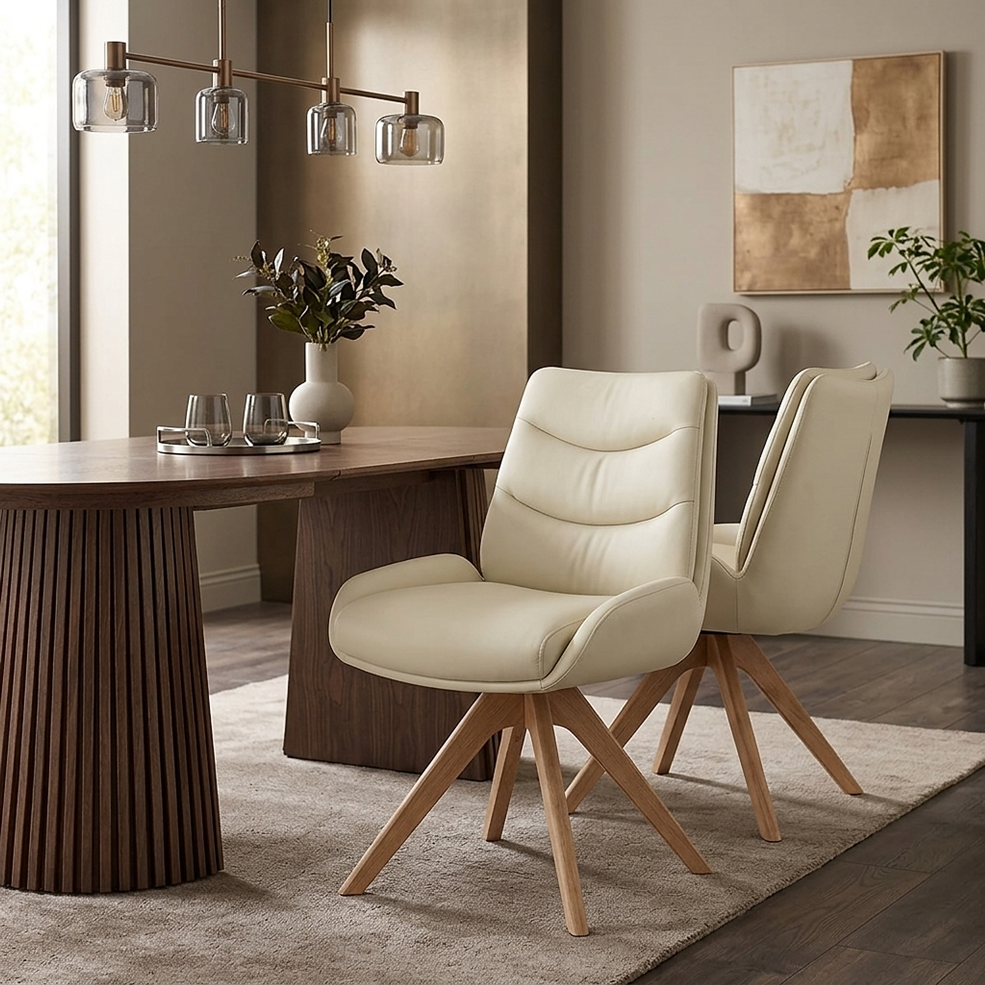 Esszimmerstuhl Echtleder - Madrid Beige