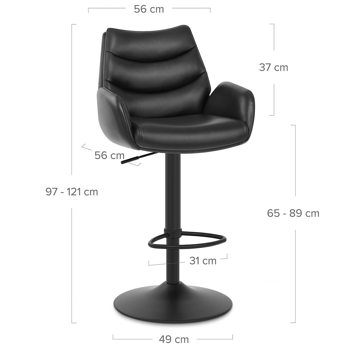 Barhocker Echtleder - Madrid Schwarz