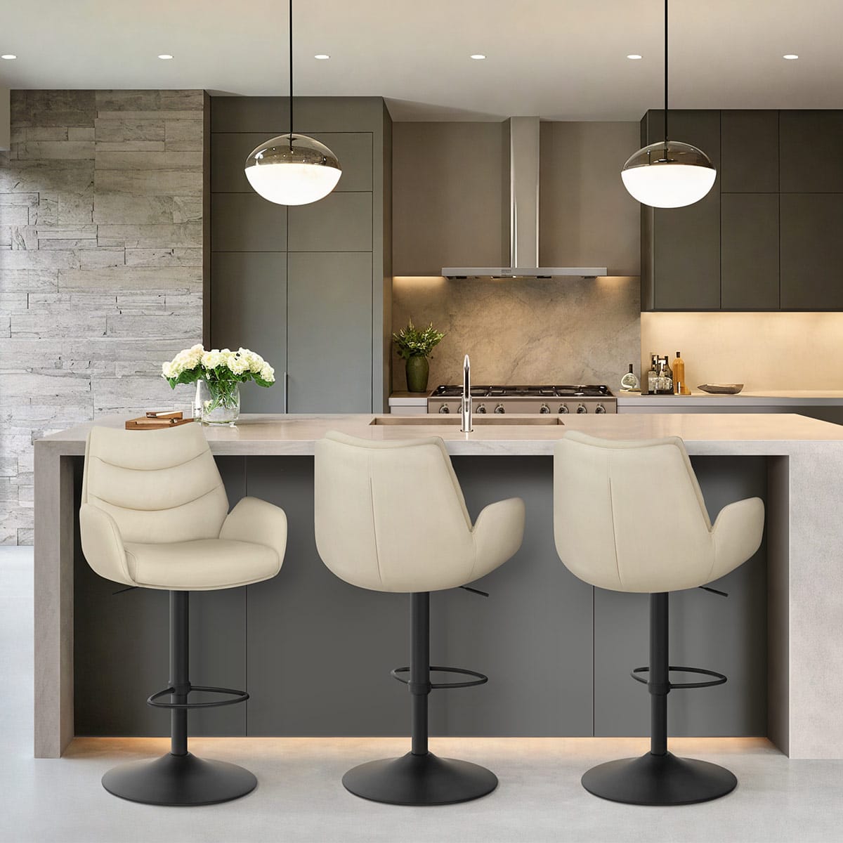 Barhocker Echtleder - Madrid Beige