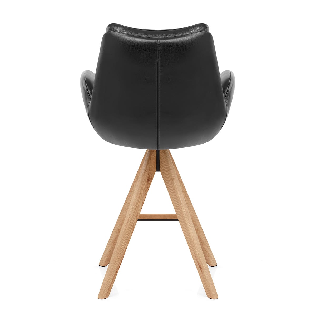 Echtleder Holz-Barhocker - Madrid Schwarz