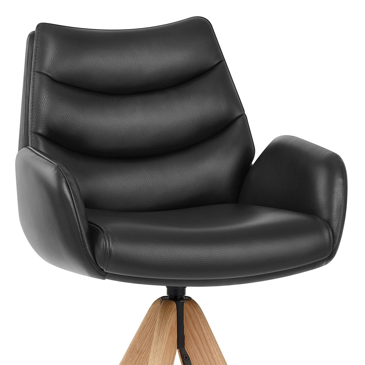 Echtleder Holz-Barhocker - Madrid Schwarz