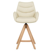 Sgabello Vera Pelle in Legno - Madrid Crema
