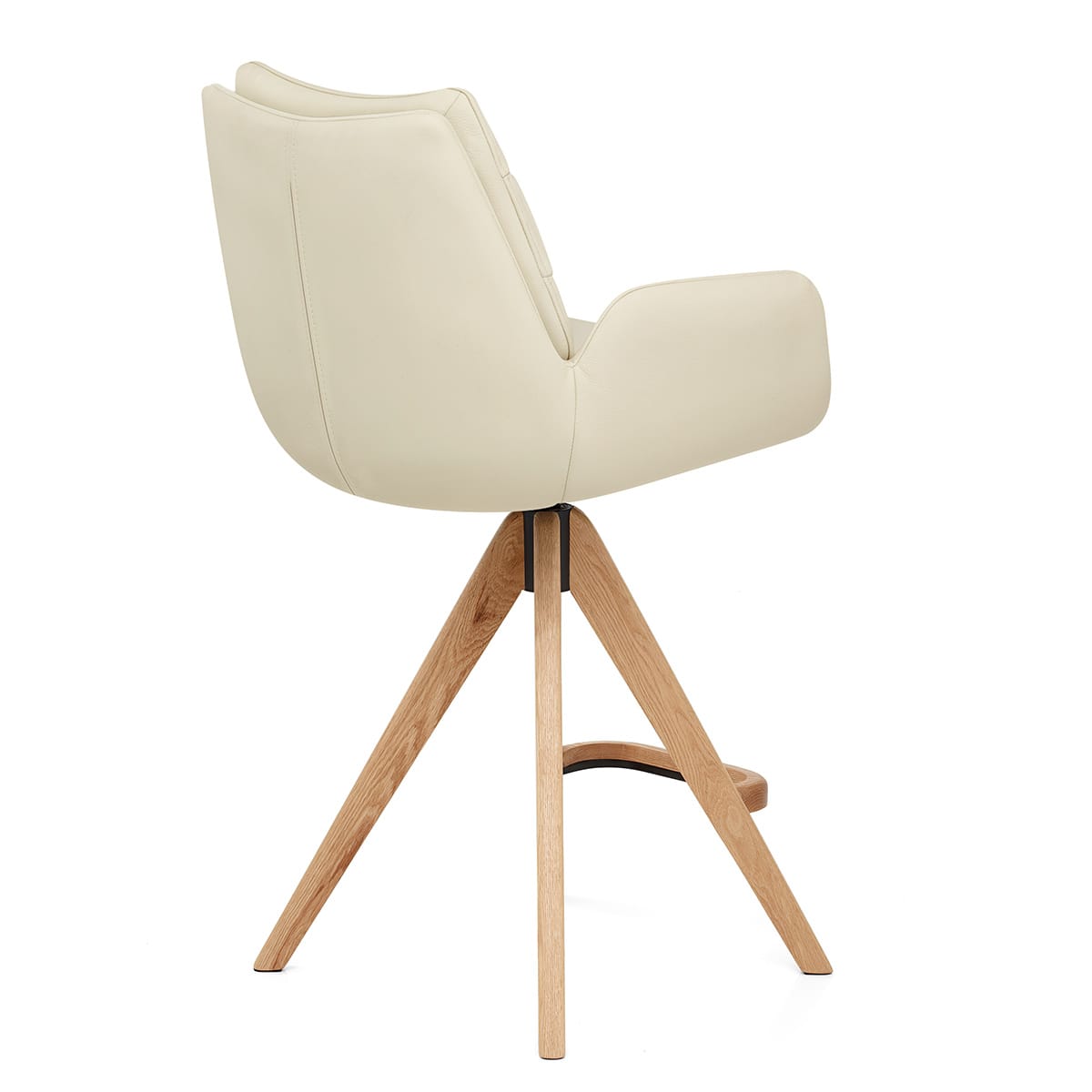 Sgabello Vera Pelle in Legno - Madrid Crema