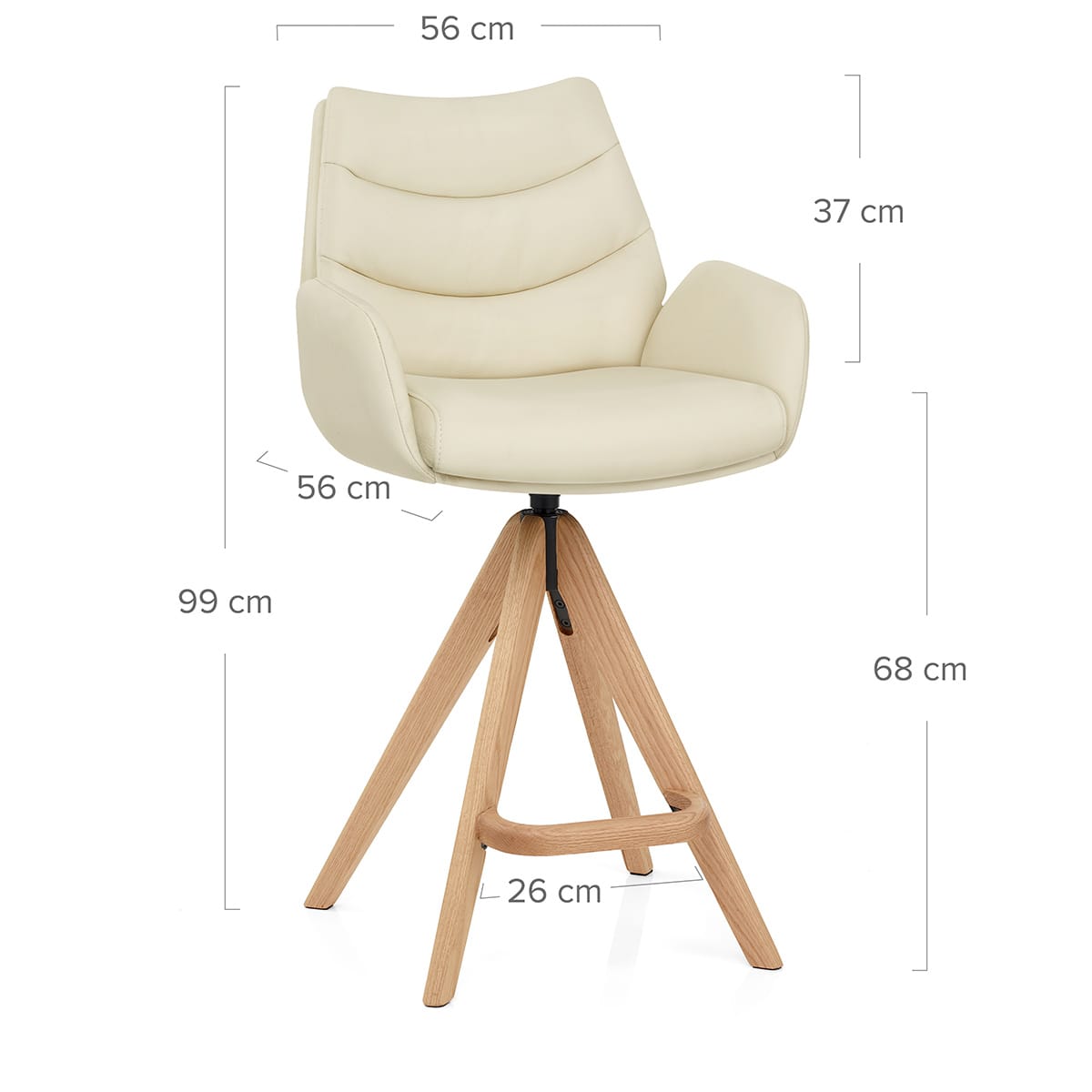Sgabello Vera Pelle in Legno - Madrid Crema