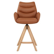 Echtleder Holz-Barhocker - Madrid Braun