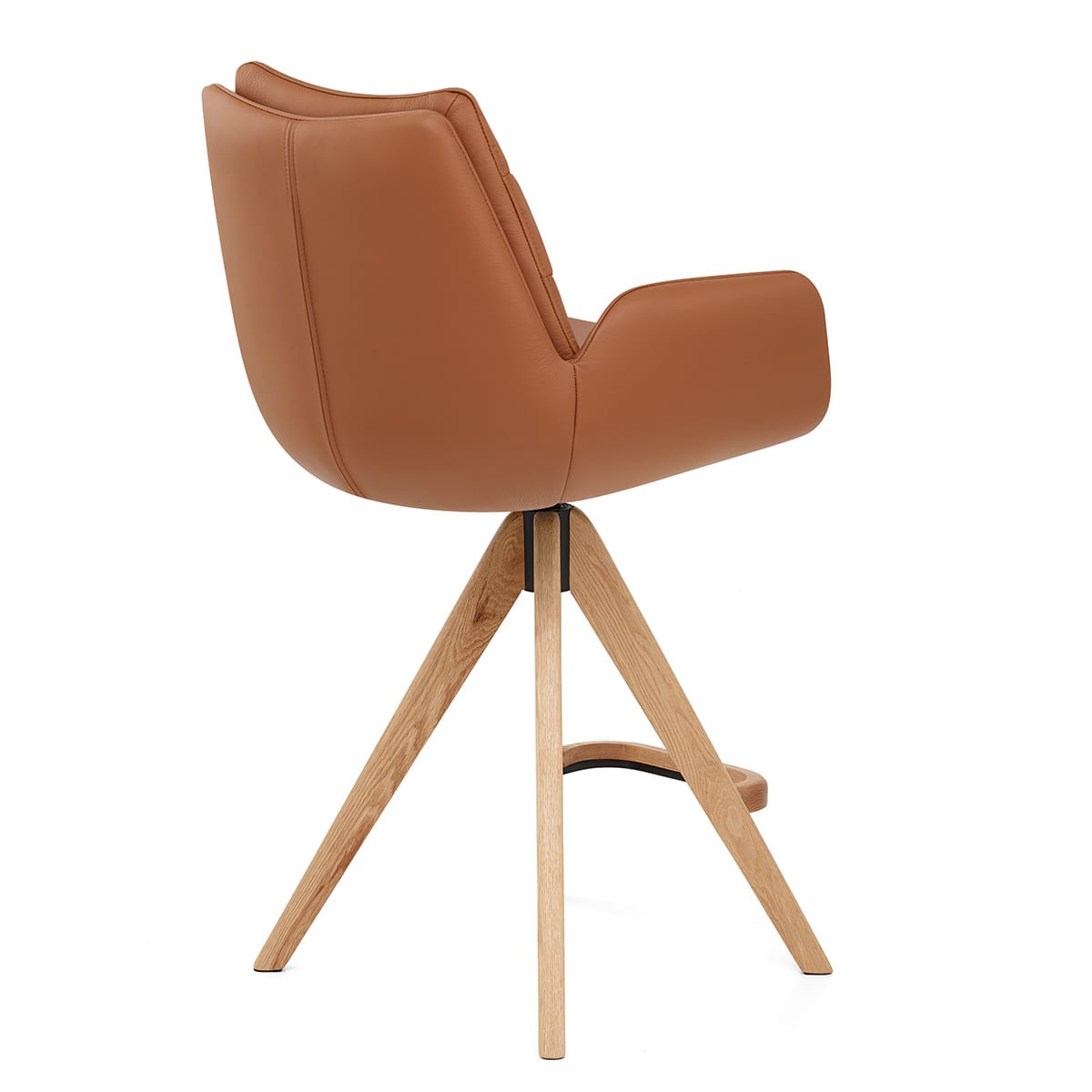 Echtleder Holz-Barhocker - Madrid Braun