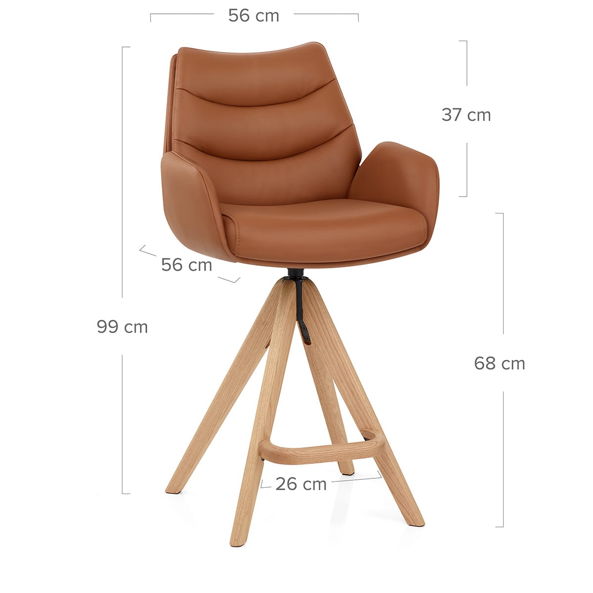 Echtleder Holz-Barhocker - Madrid Braun