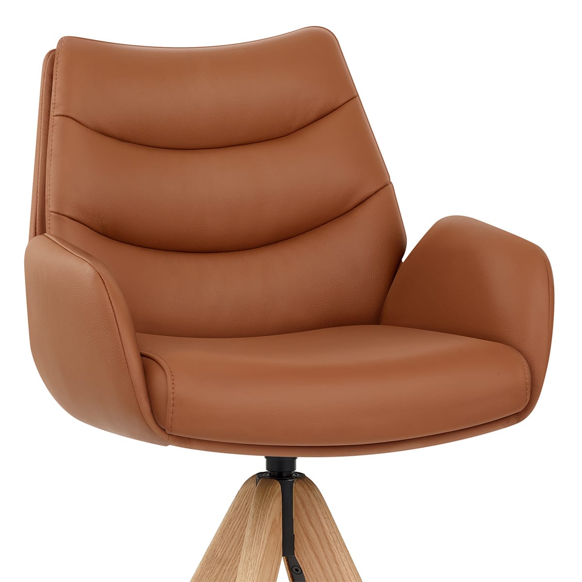 Echtleder Holz-Barhocker - Madrid Braun