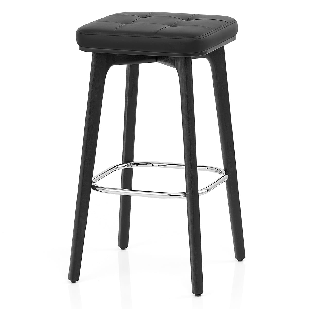 Sgabello Ecopelle Legno Nero - Malmo Nero