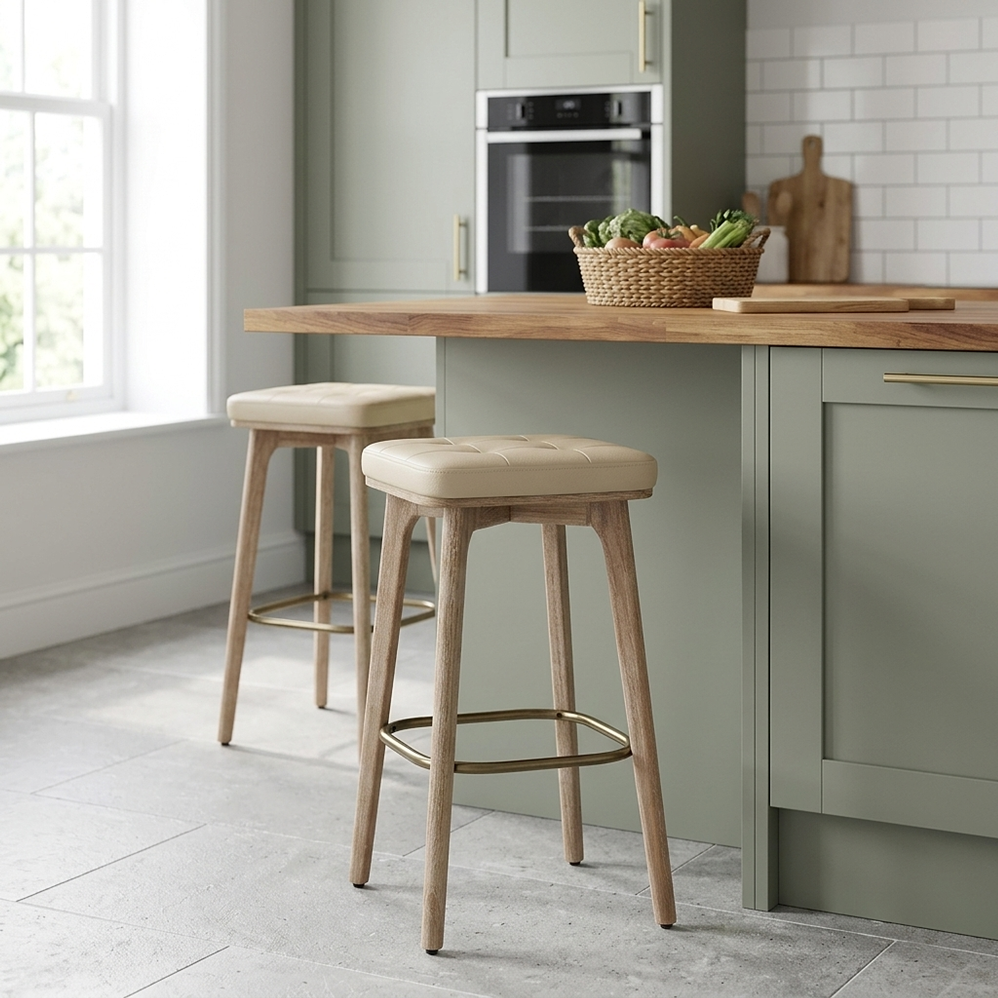 Holzbarhocker - Malmo Beige