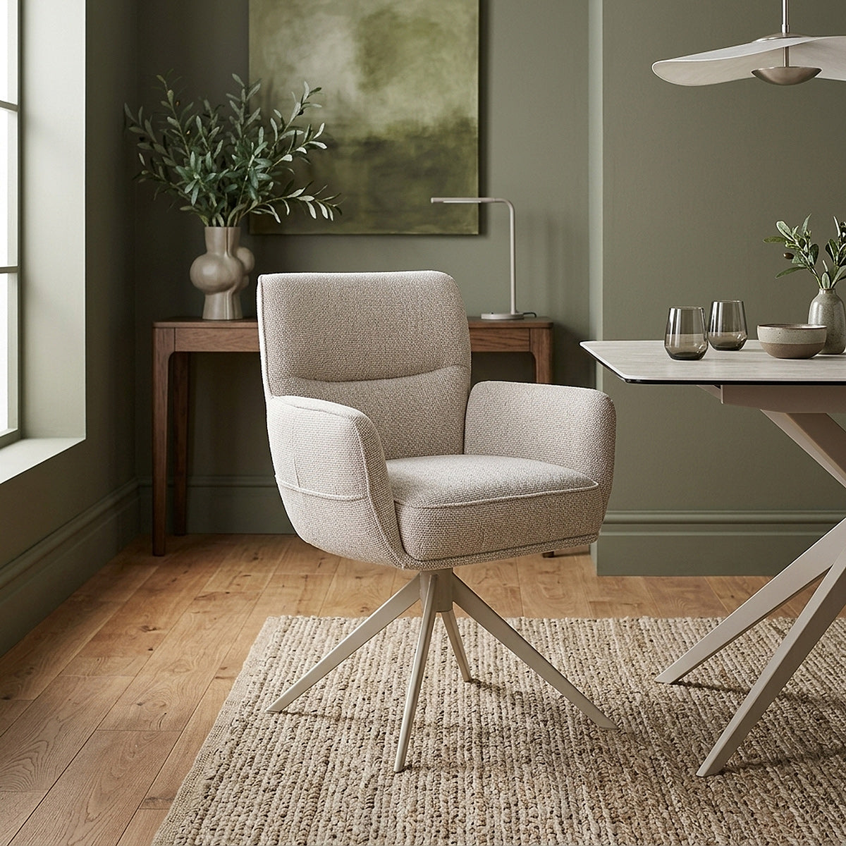 Stoff Esszimmerstuhl - Marbella Beige