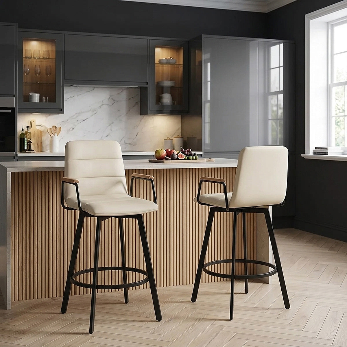 Kunstleder Barhocker Eichen - Marco Beige