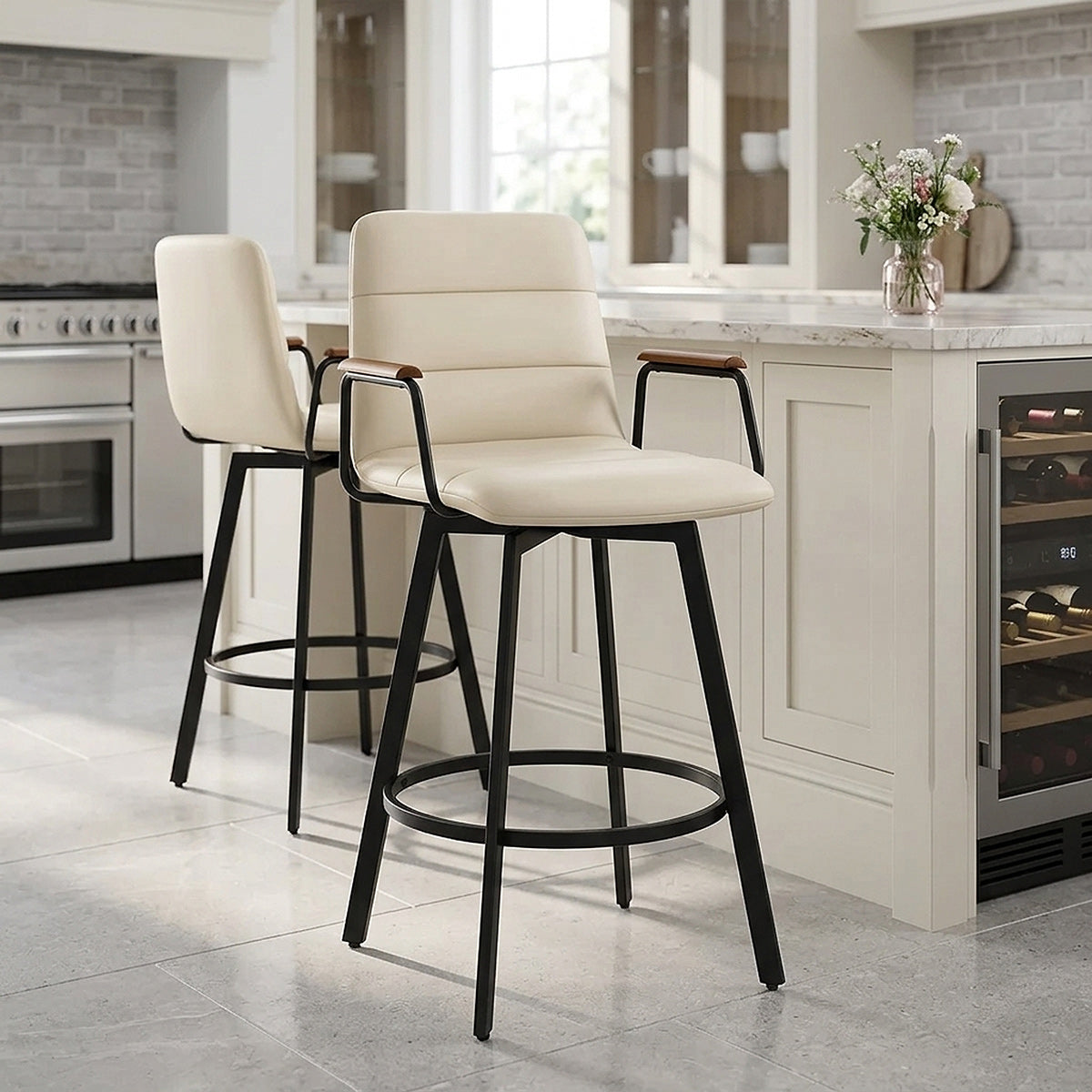 Kunstleder Barhocker Walnuss - Marco Beige