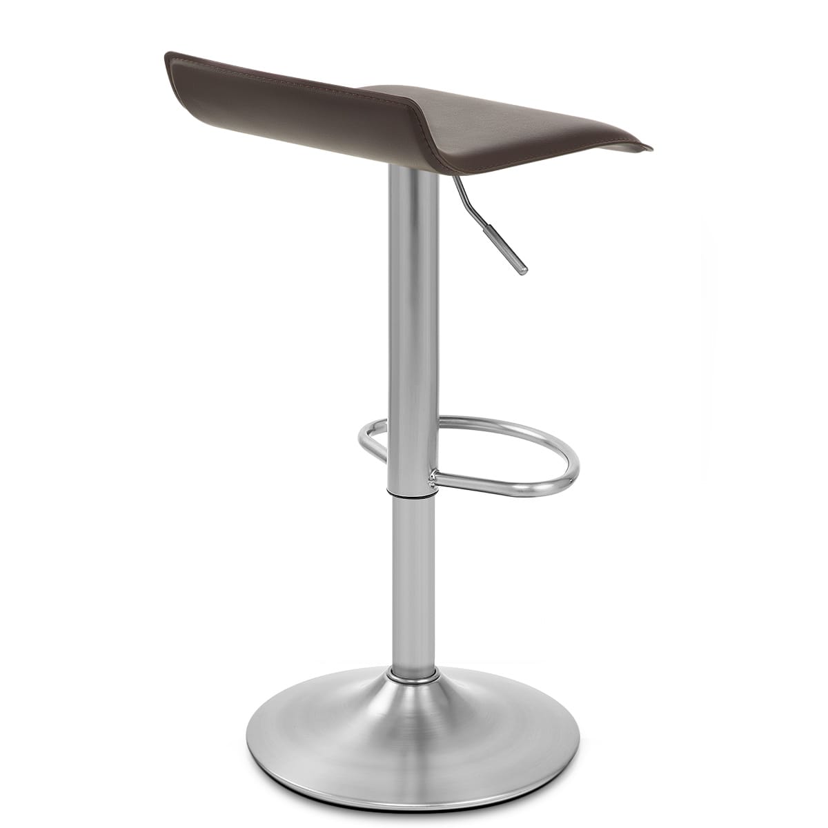 Sgabello Ecopelle Cromo Satinato - Mars Marrone