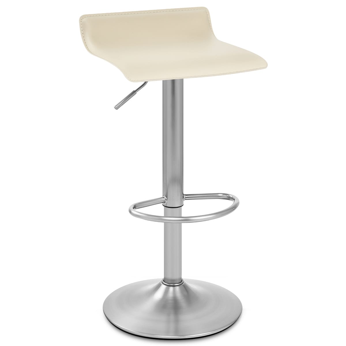 Sgabello Ecopelle Cromo Satinato - Mars Crema