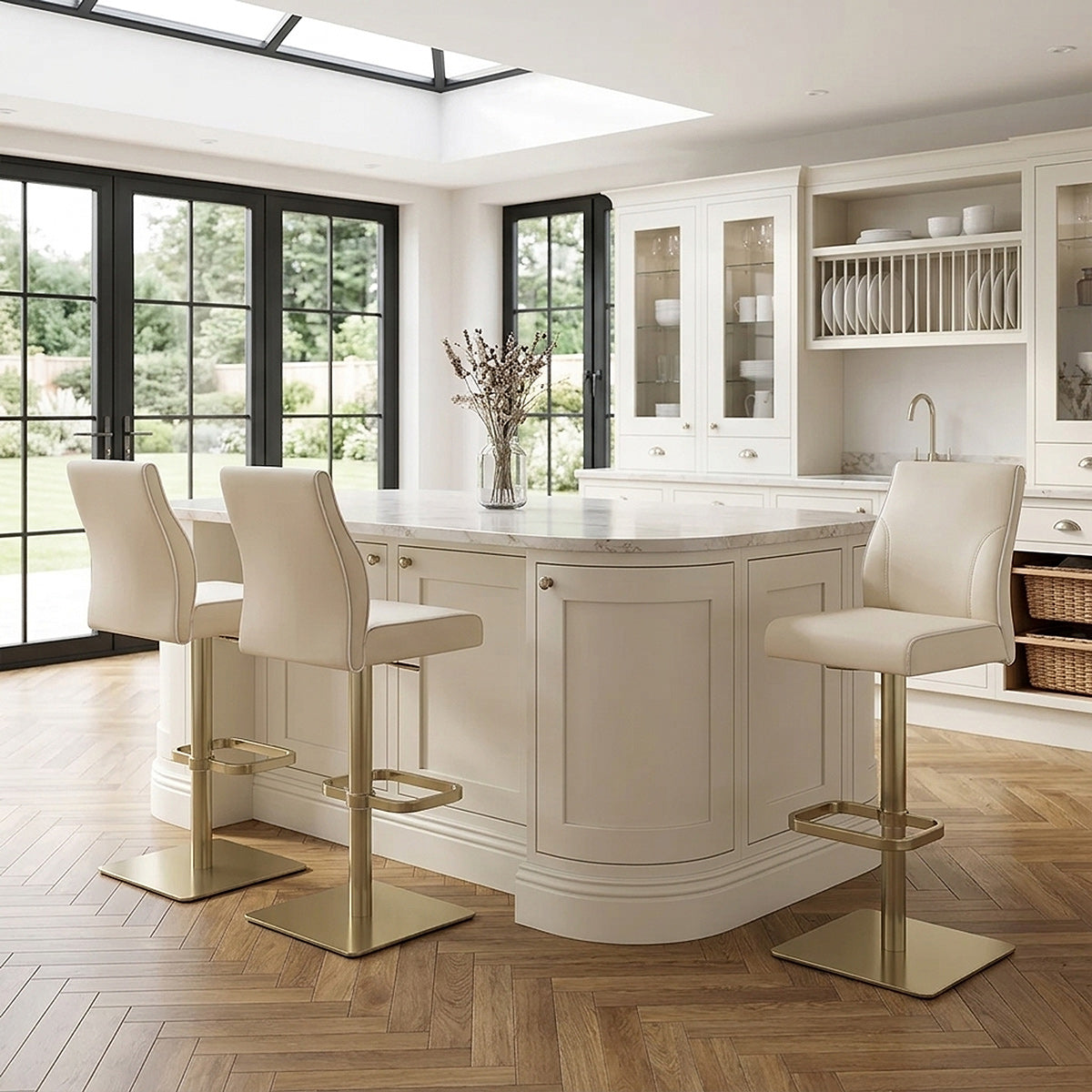 Echtleder Barhocker Gold - Martello Beige