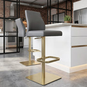 Echtleder Barhocker Gold - Martello Grau
