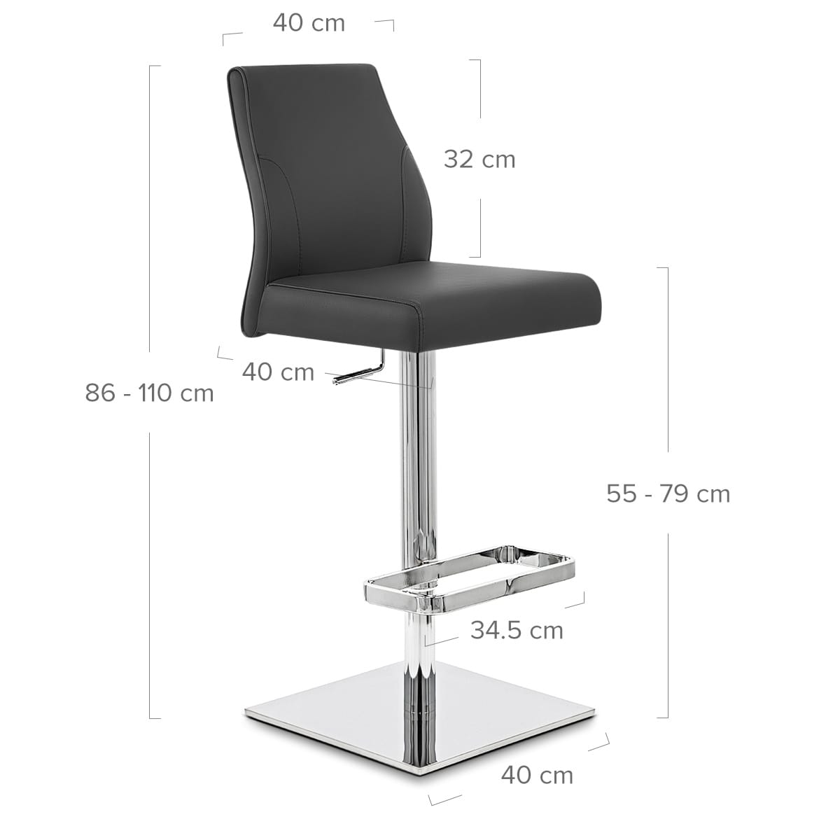 Echtleder Barhocker Chrom - Martello Schwarz