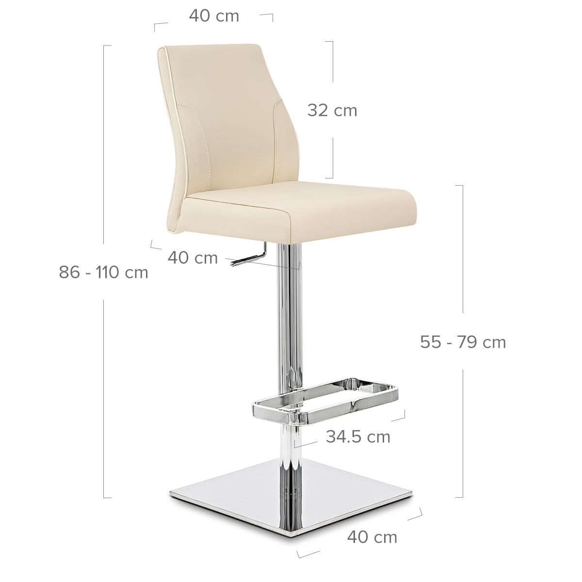 Echtleder Barhocker Chrom - Martello Beige
