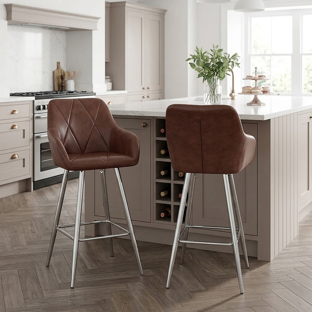 Kunstleder Barhocker Antik - Mason Braun