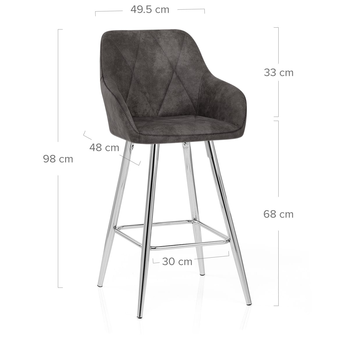 Sgabello Tessuto Cromato - Mason Grigio scuro