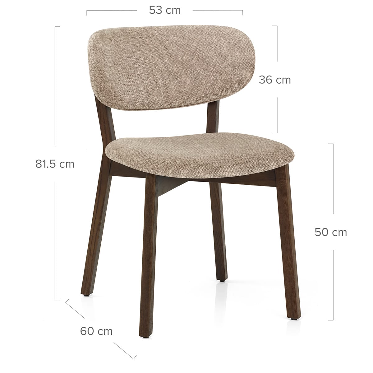 Dunkler Eichenholz-StoffStuhl - Maya Beige