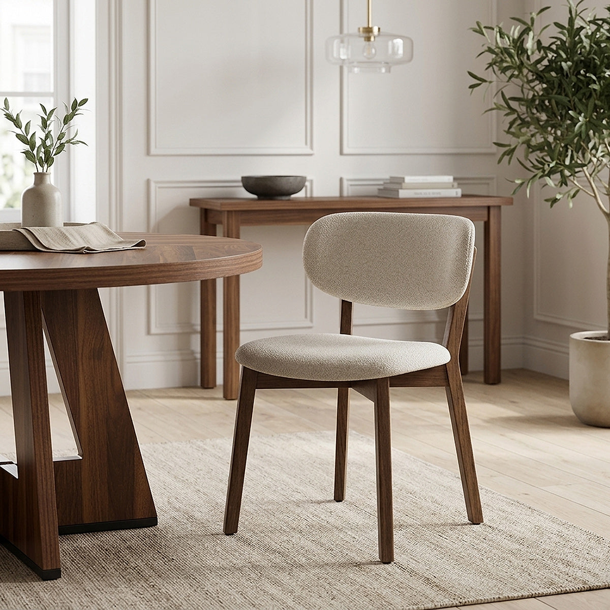 Heller Eichenholz-Stoffstuhl - Maya Beige