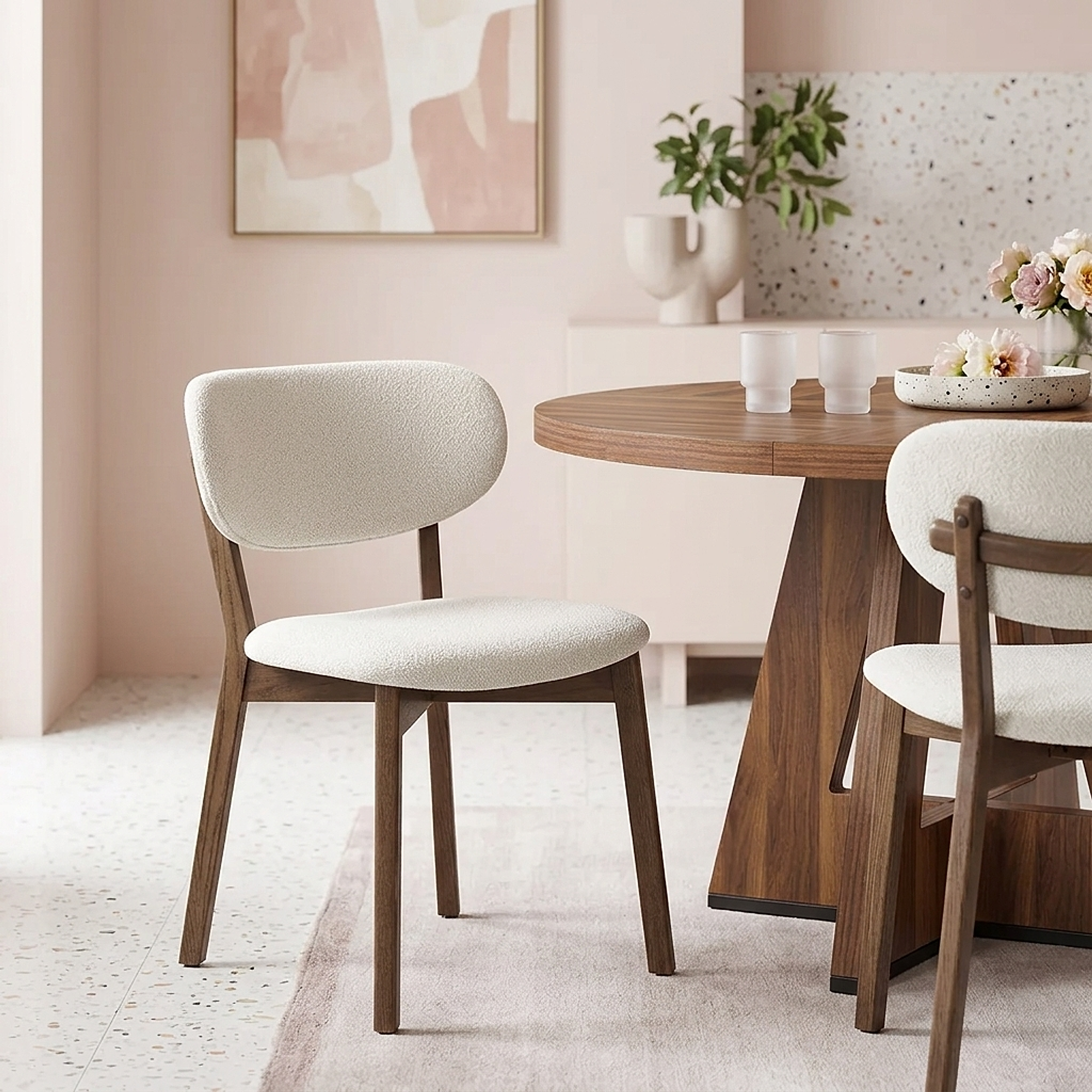 Heller Eichenholz-Stoffstuhl - Maya Beige