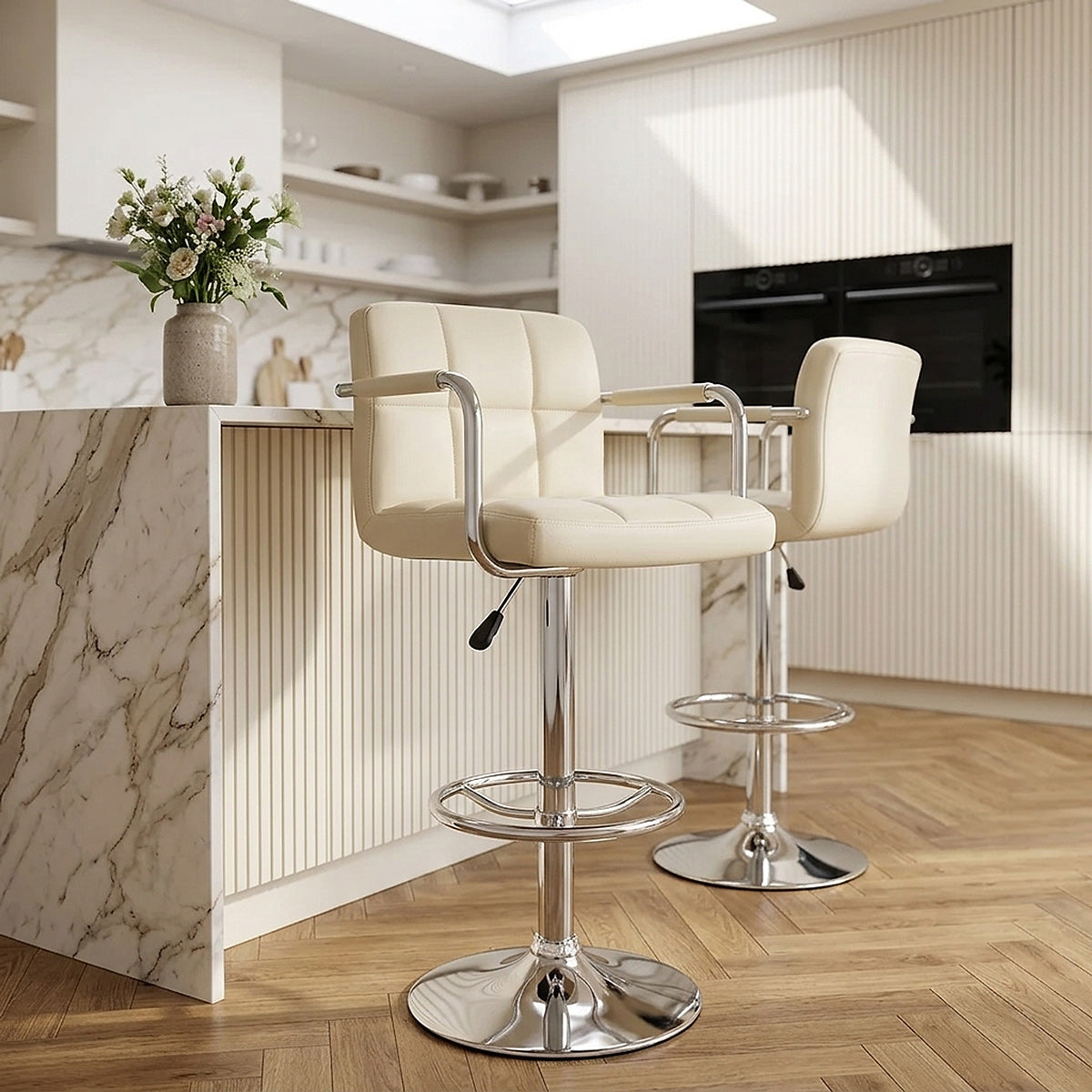 Kunstleder Barhocker Chrom - Maze Beige