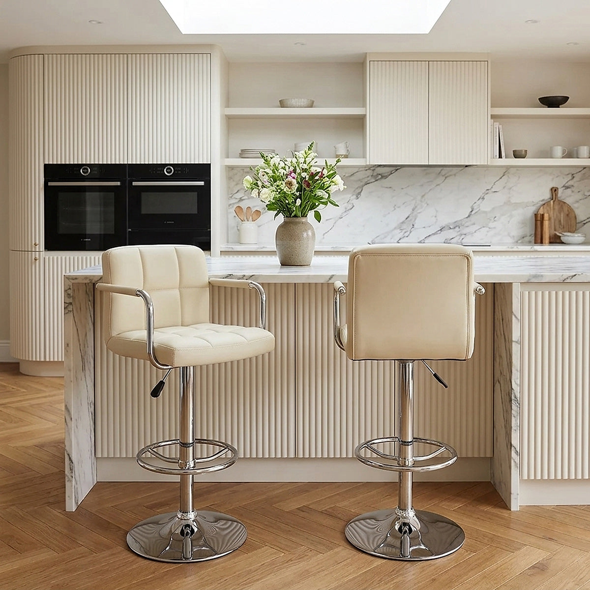 Kunstleder Barhocker Chrom - Maze Beige