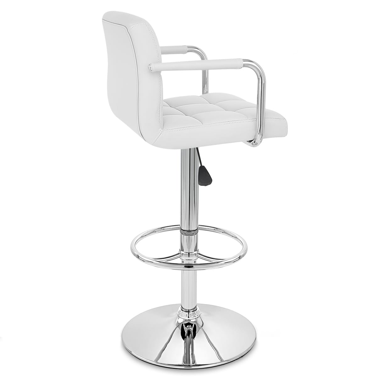 Sgabello Ecopelle Cromato - Maze Bianco