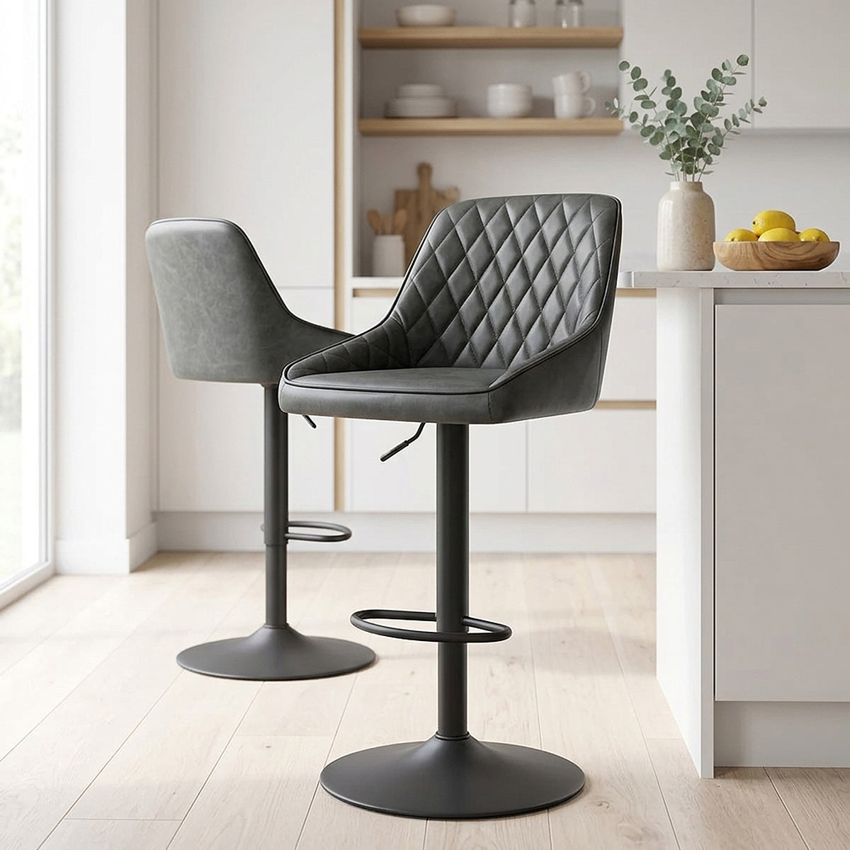 Sgabello Vera Pelle - Melbourne Grigio Scuro