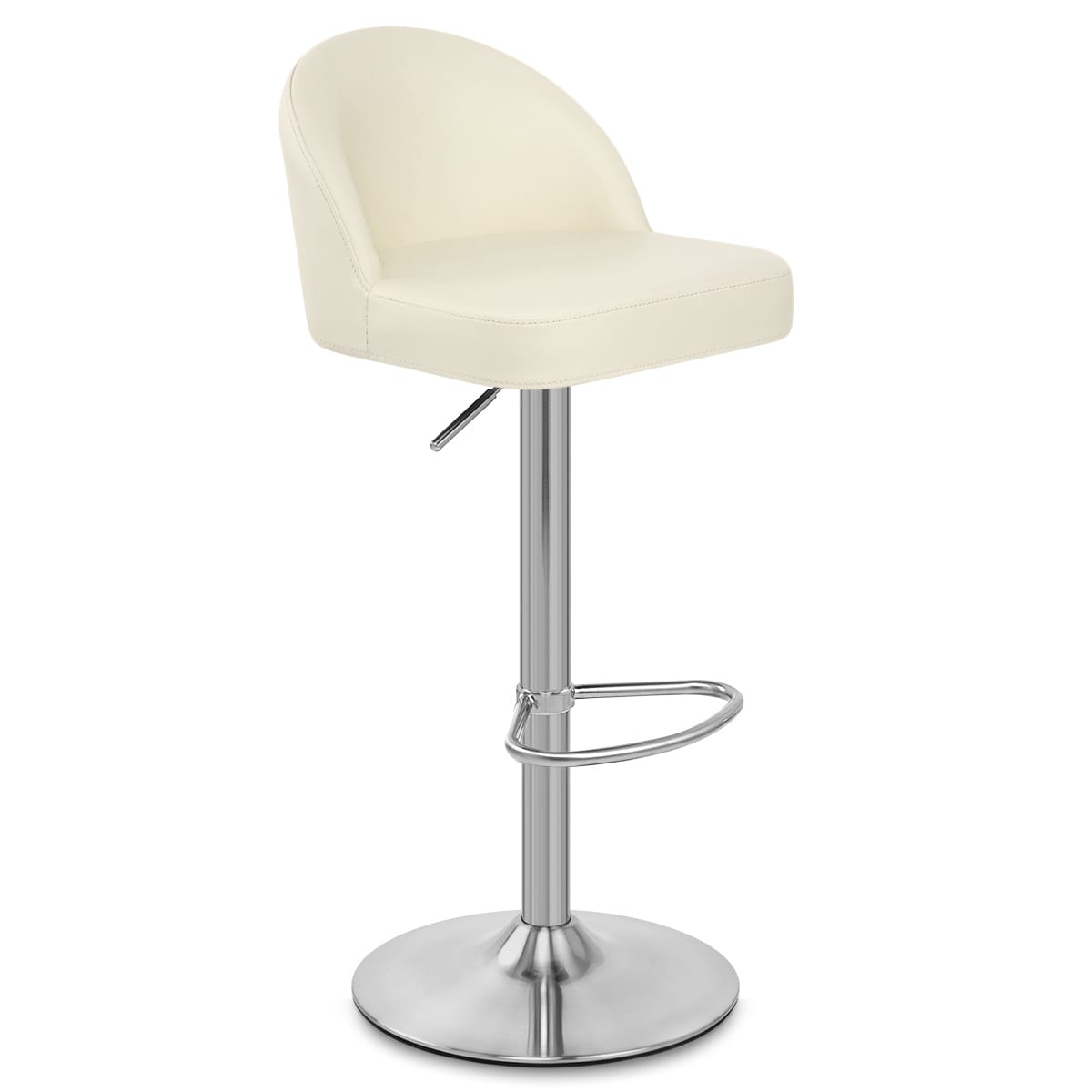 Sgabello Ecopelle Cromo Satinato - Mimi Crema