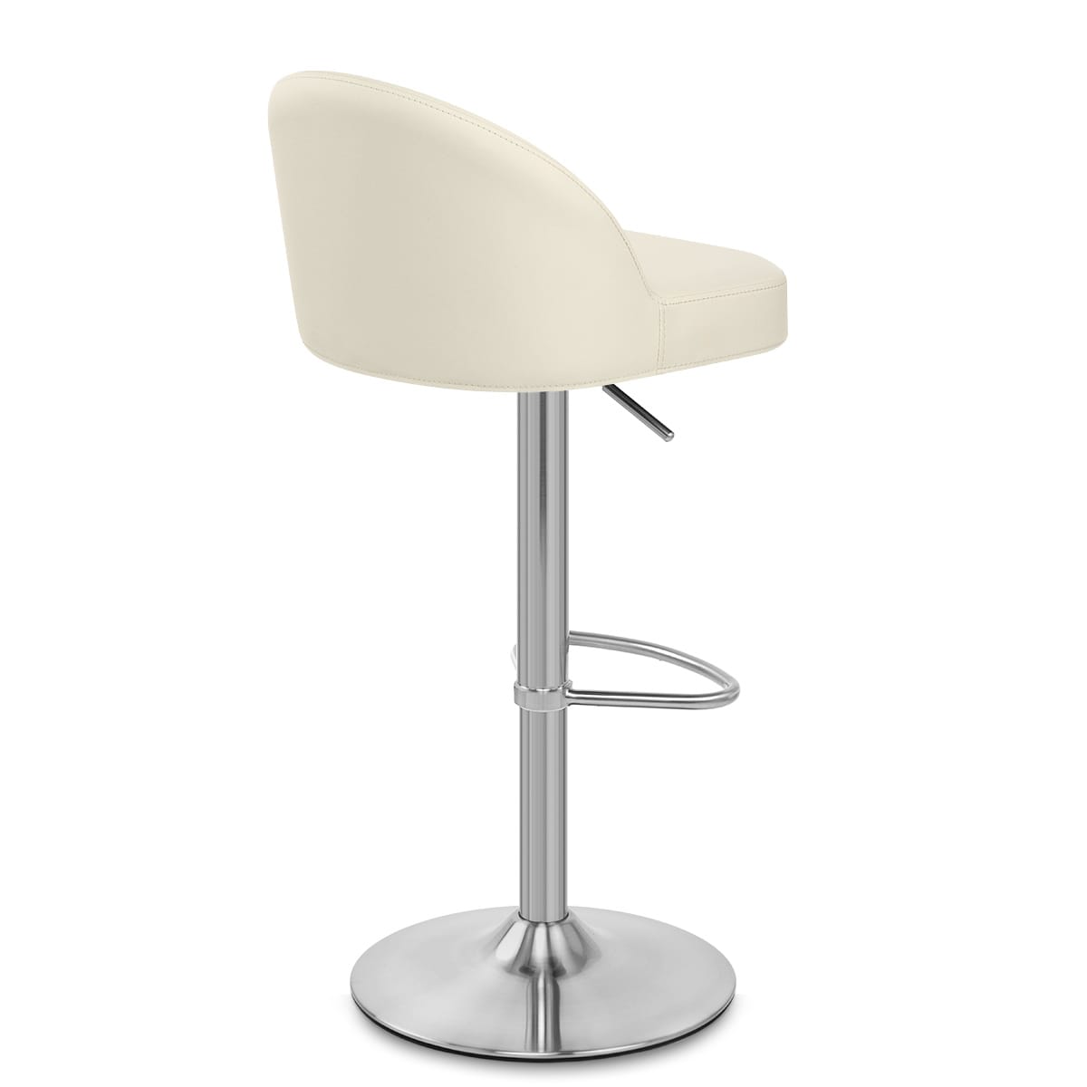 Sgabello Ecopelle Cromo Satinato - Mimi Crema