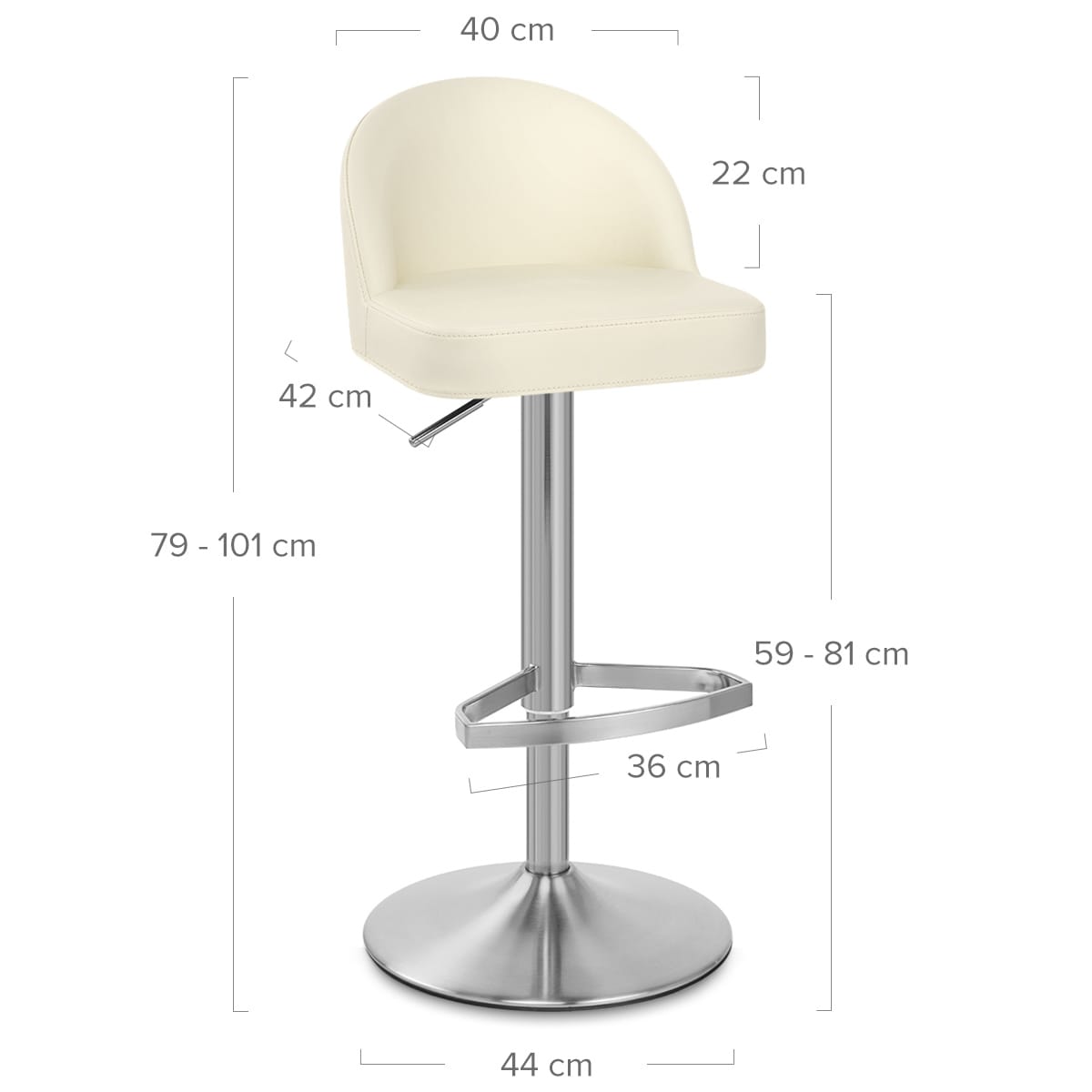 Sgabello Pelle Cromo Satinato - Mimi Crema