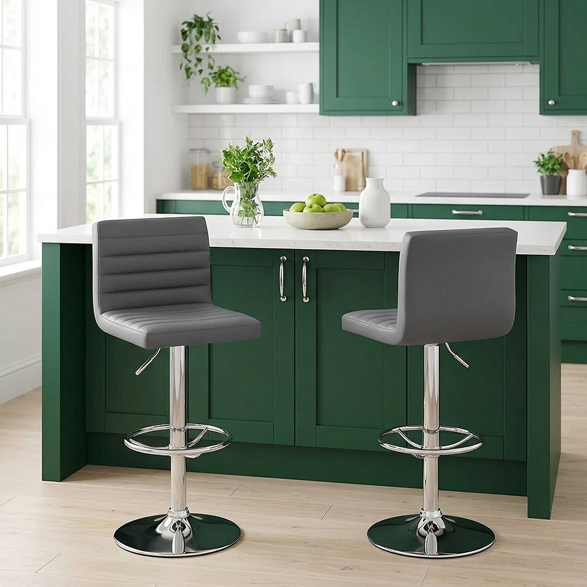 Kunstleder Barhocker Chrom - Mint Grau