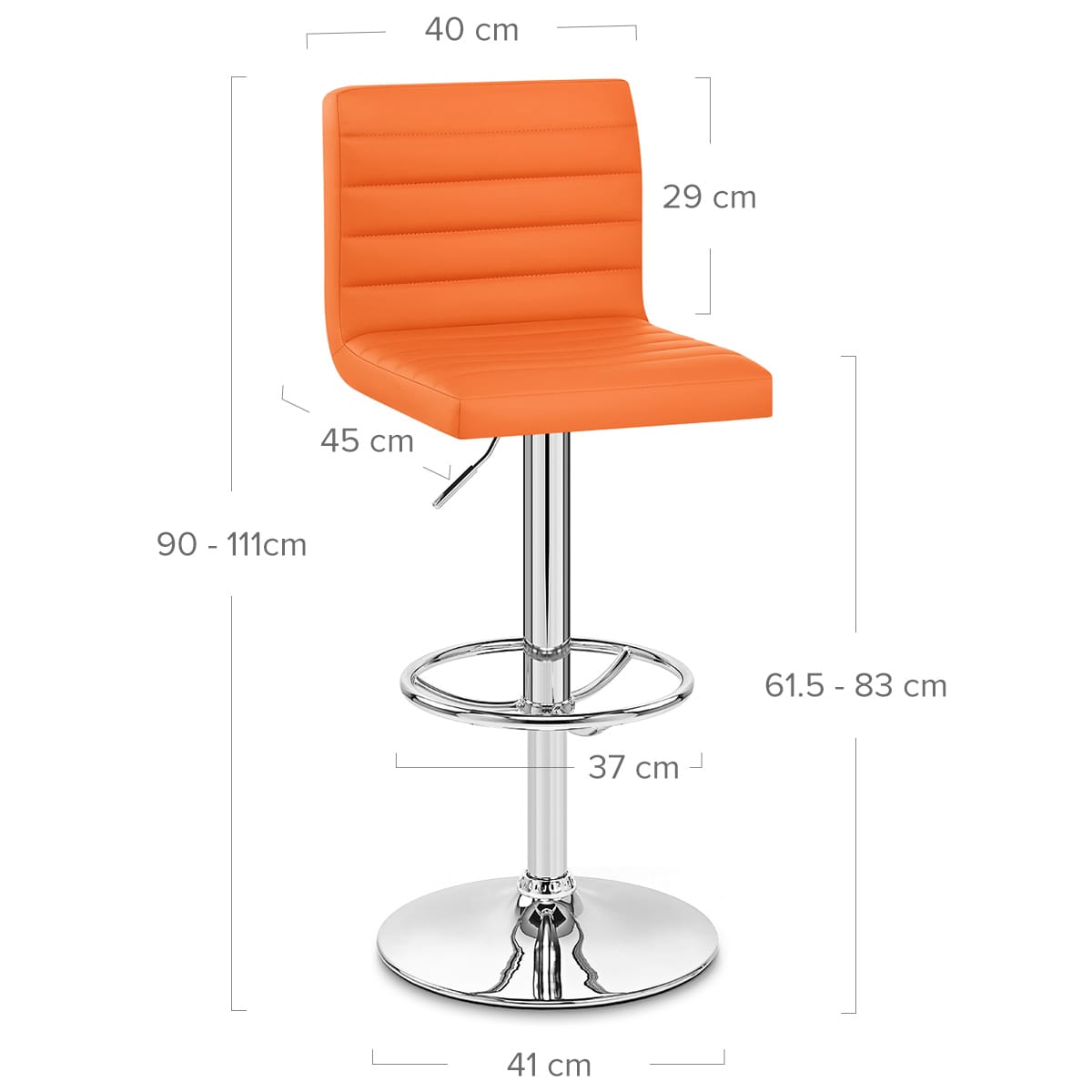 Sgabello Ecopelle Cromato - Mint Arancione