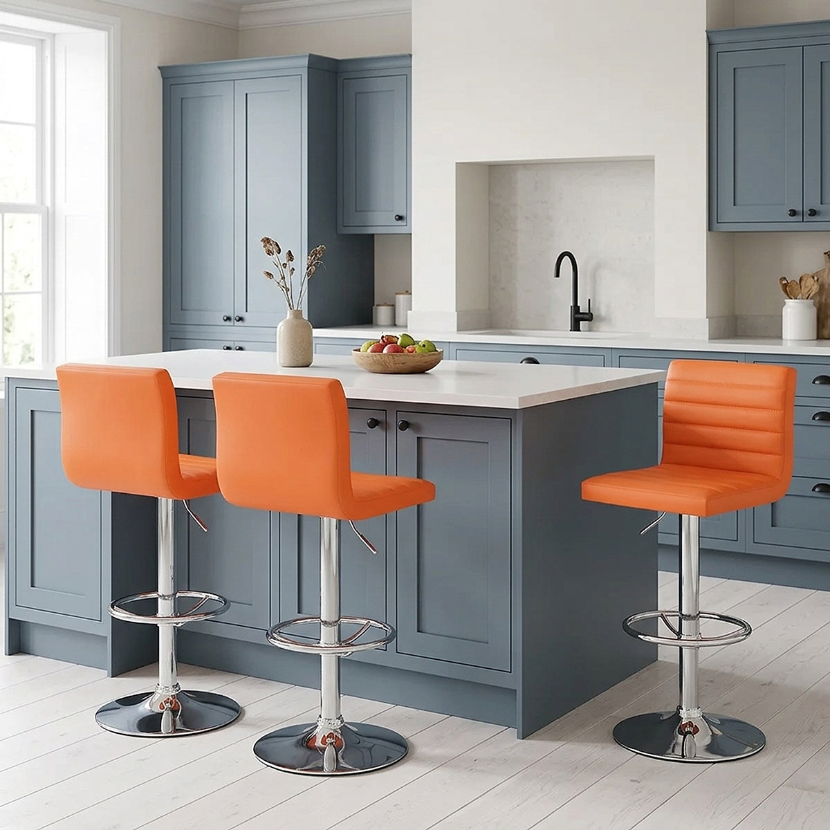 Kunstleder Barhocker Chrom - Mint Orange