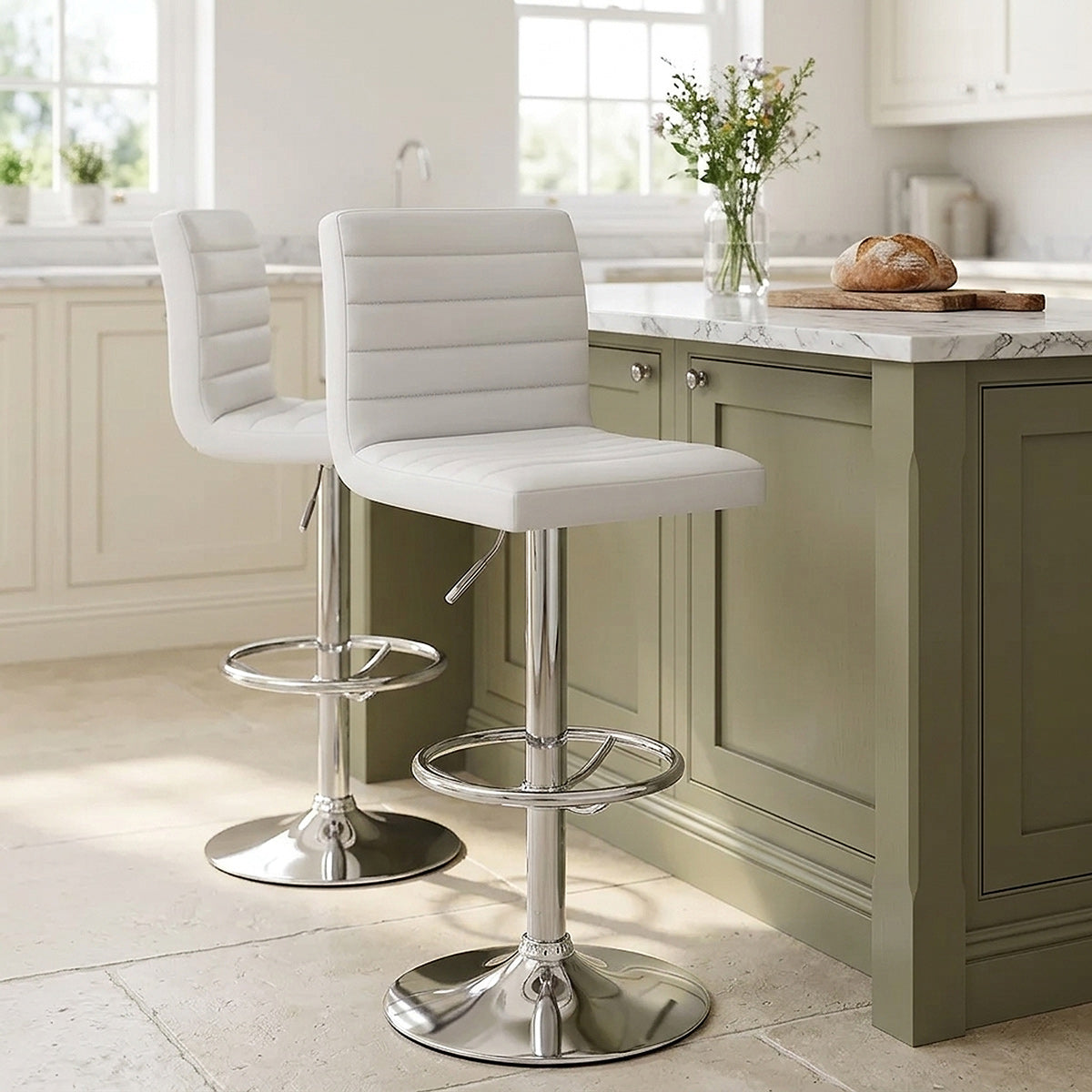Kunstleder Barhocker Chrom - Mint Weiß