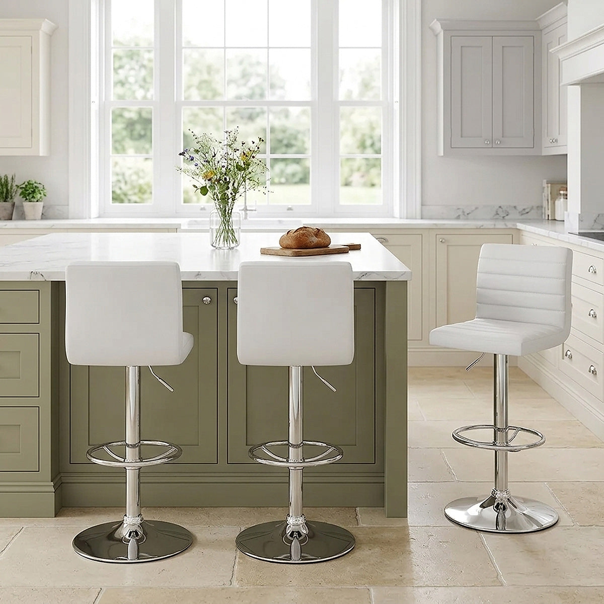 Kunstleder Barhocker Chrom - Mint Weiß