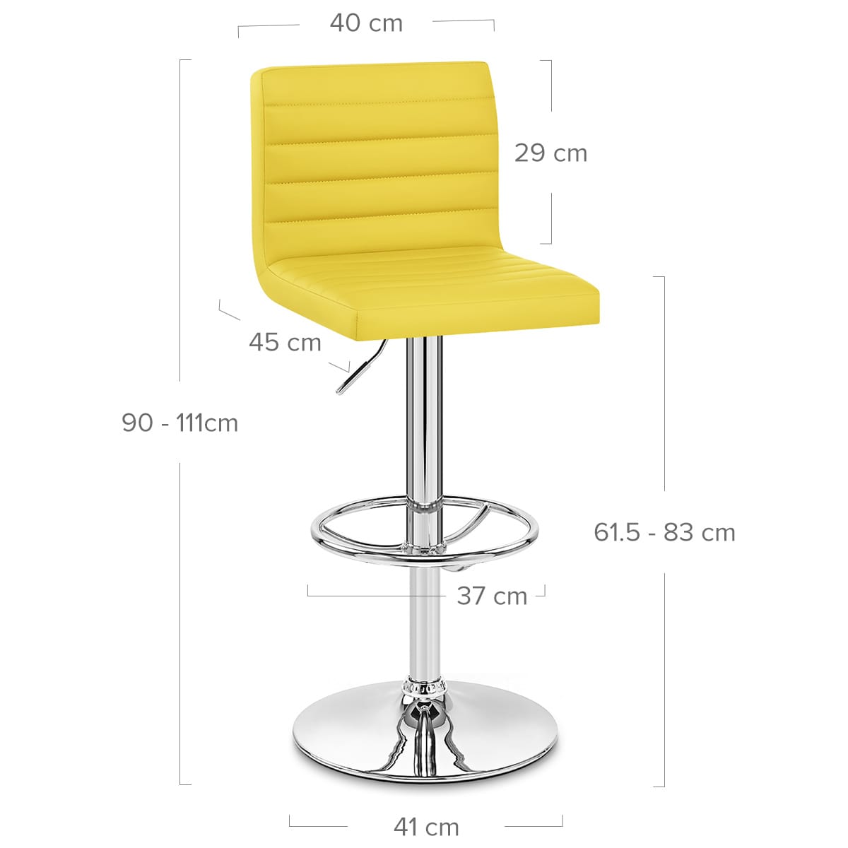 Sgabello Ecopelle Cromato - Mint Giallo