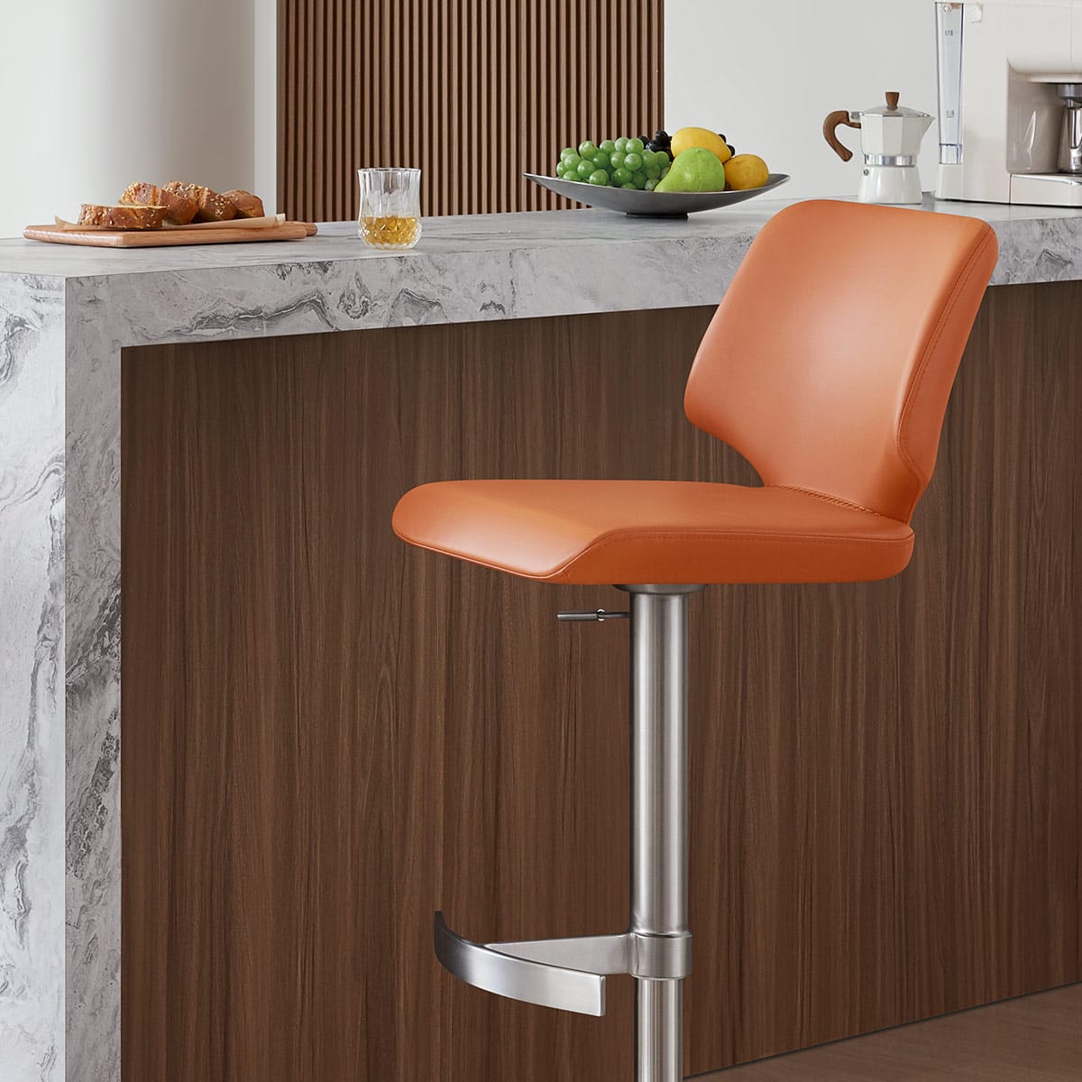 Sgabello Ecopelle Satinato - Mode Arancione