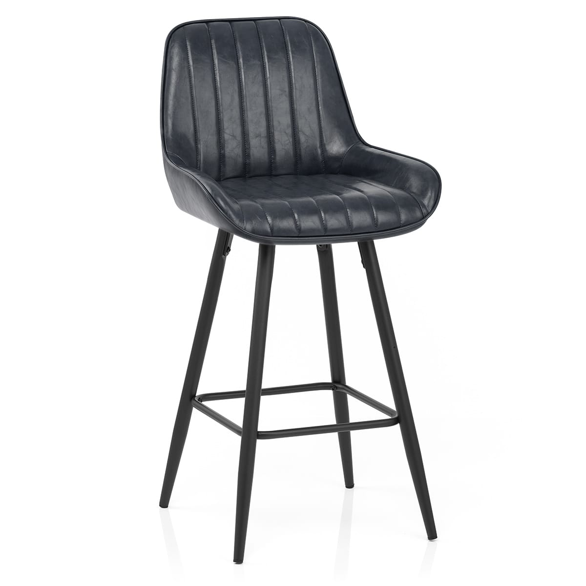 Sgabello Ecopelle Satinato - Mustang Blu Scuro