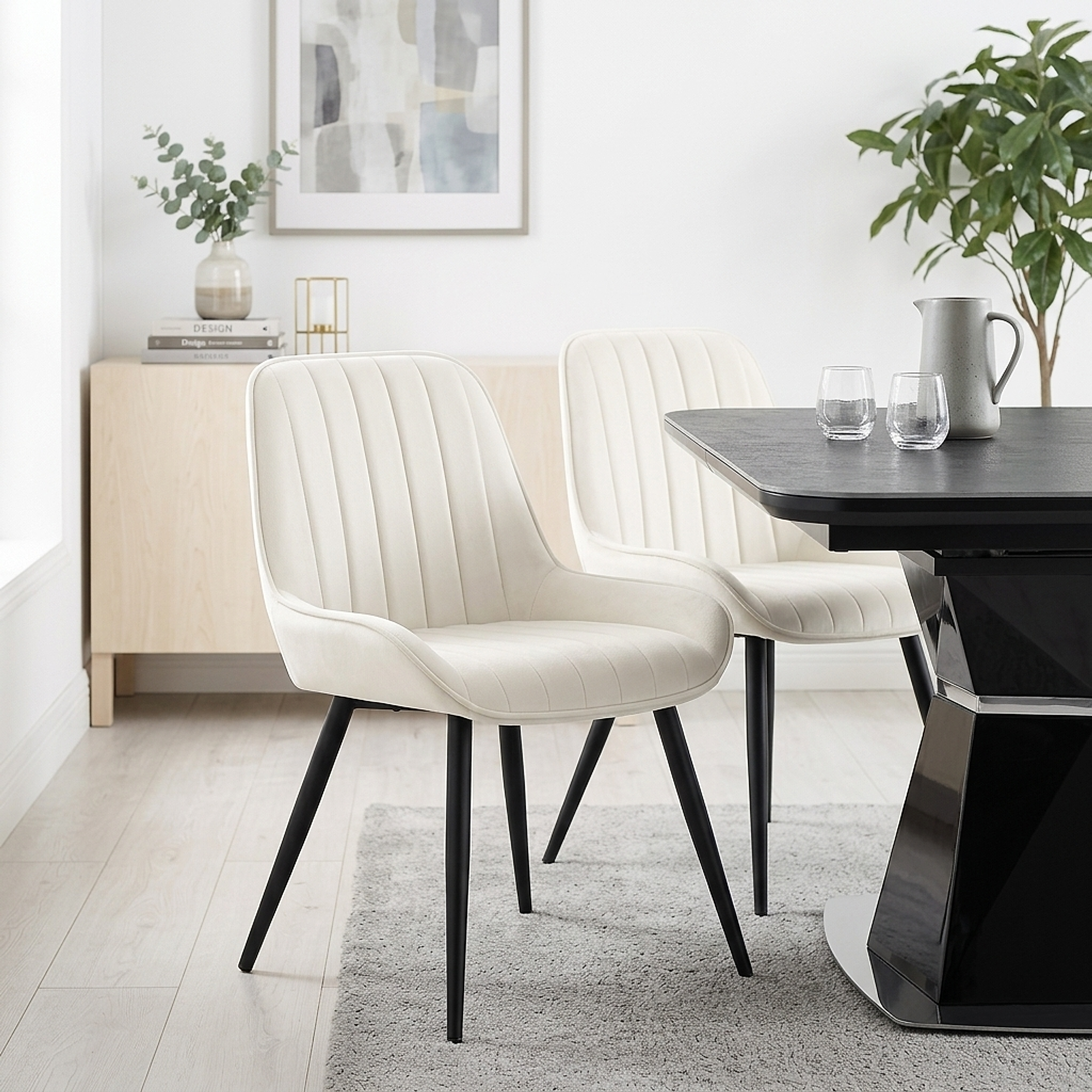 Samt Esszimmerstuhl - Mustang Beige