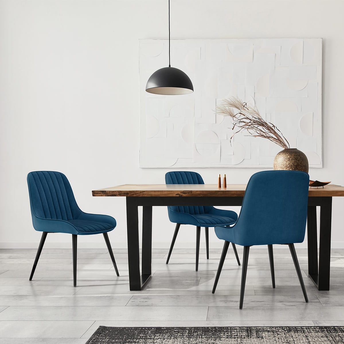 Sedia Velluto Satinata - Mustang Blu Scuro