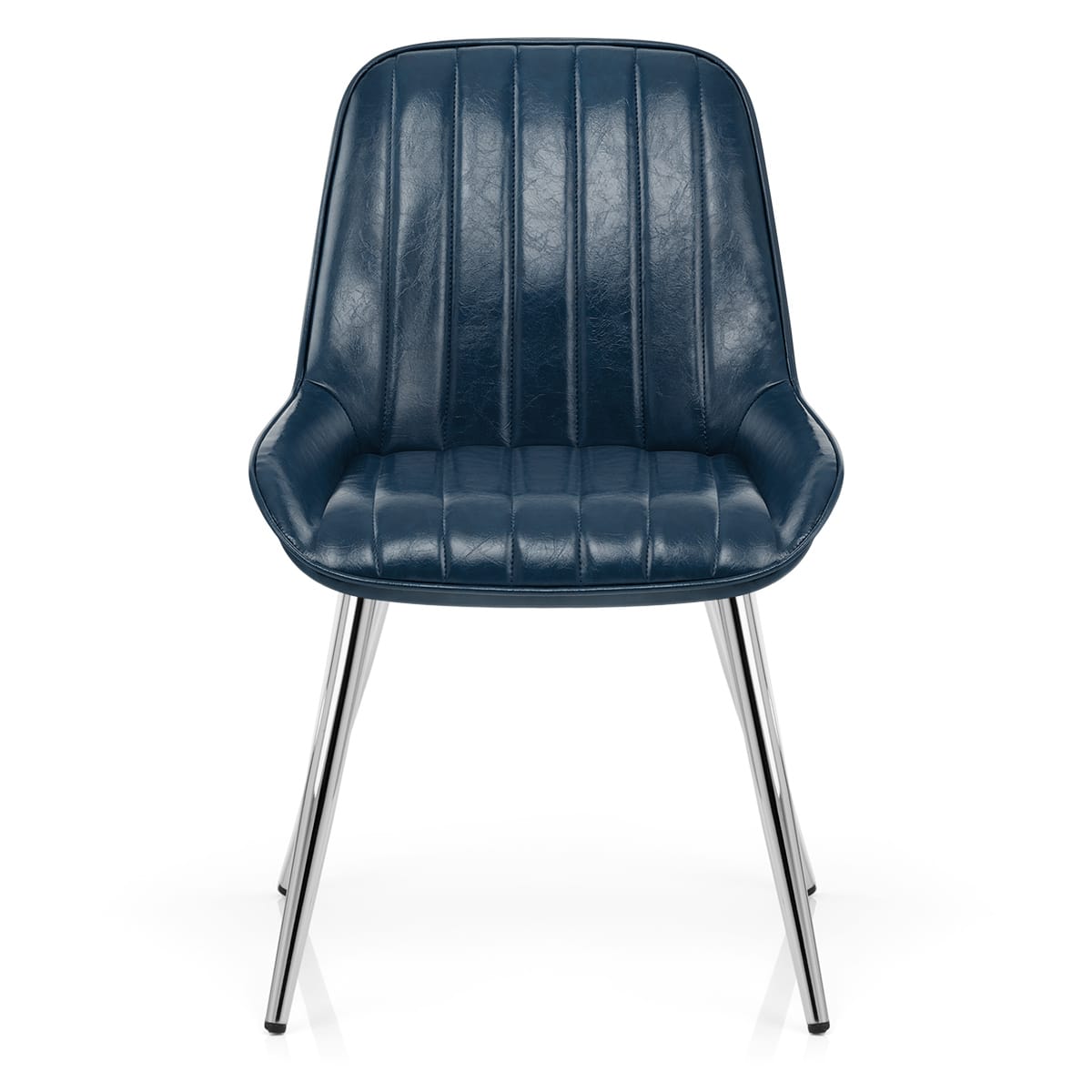 Kunstleder Esszimmerstuhl Chrom - Mustang Blau