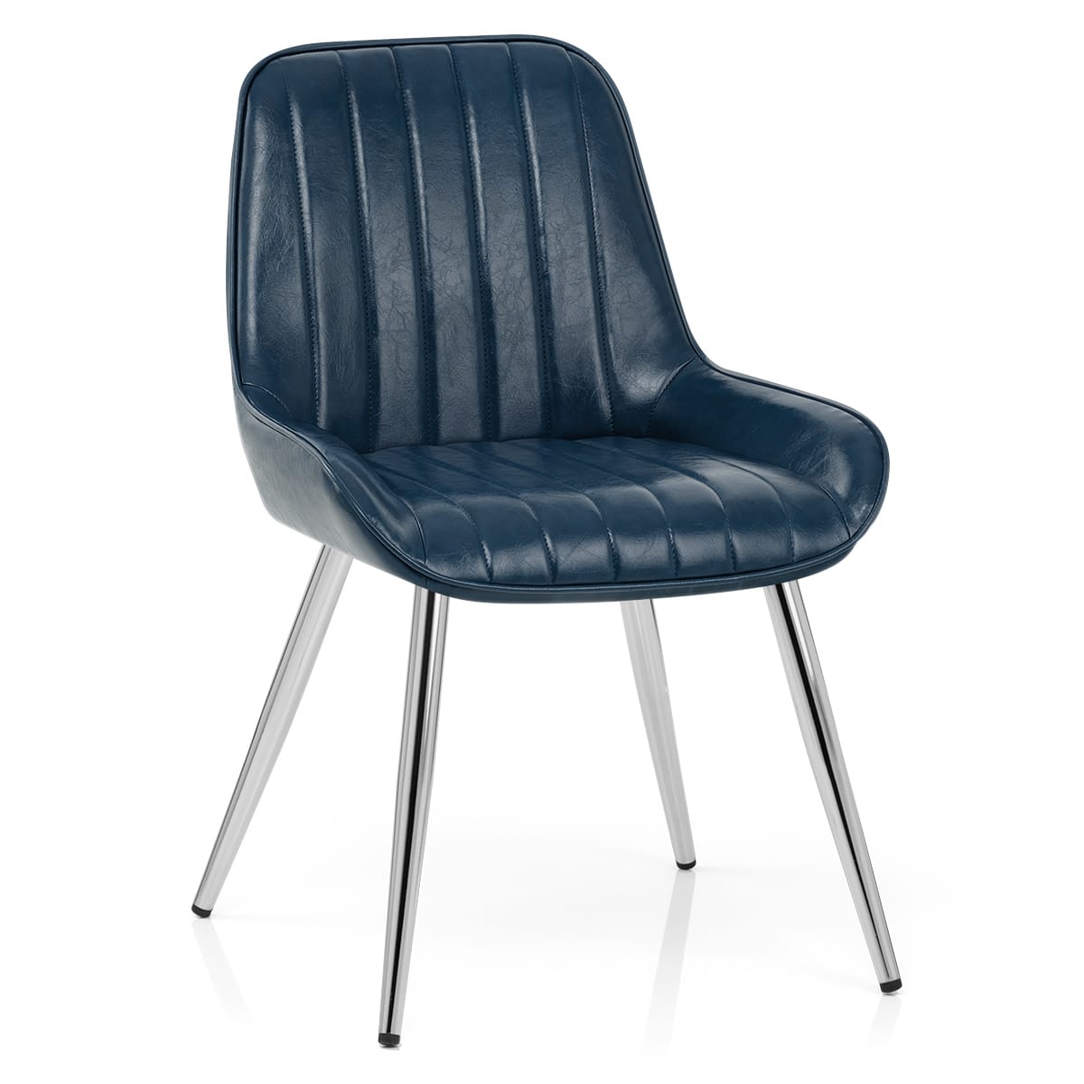 Sedia Ecopelle Cromata - Mustang Blu