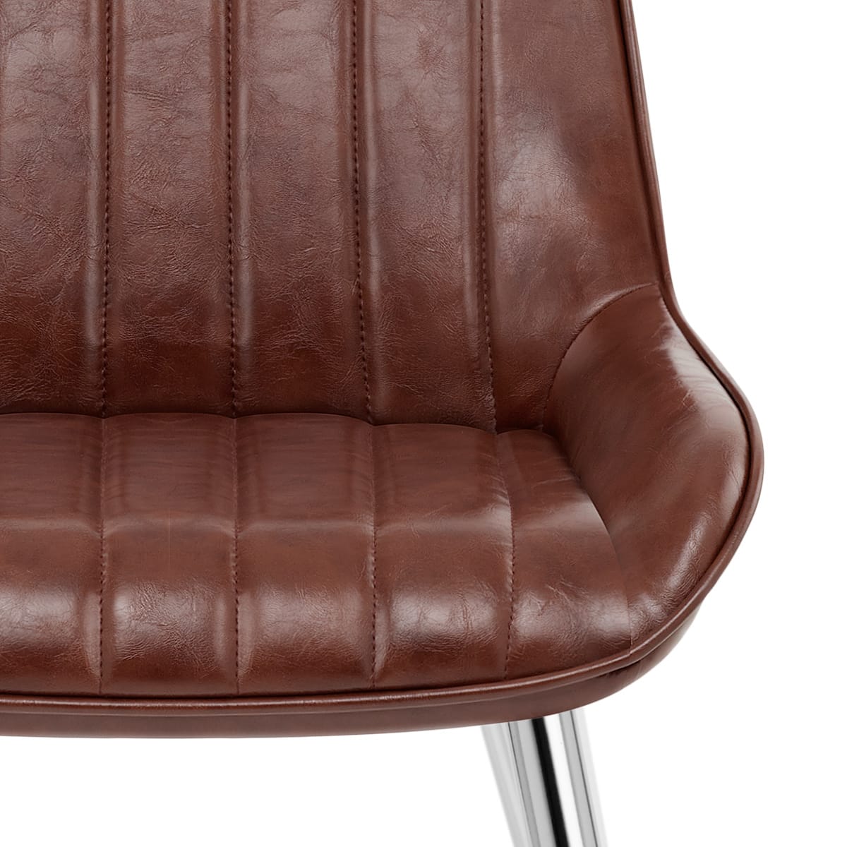 Sedia Ecopelle Cromata - Mustang Marrone